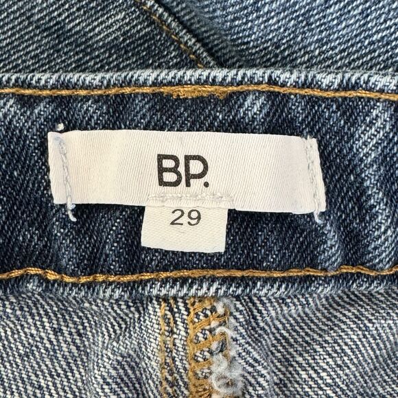 B.P. SZ 29 Mom Jeans Embroidered Zip-Fly High-Rise Medium Wash Rigid Denim Blue - Picture 7 of 10
